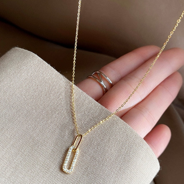 Silver Pave Pendant Necklace