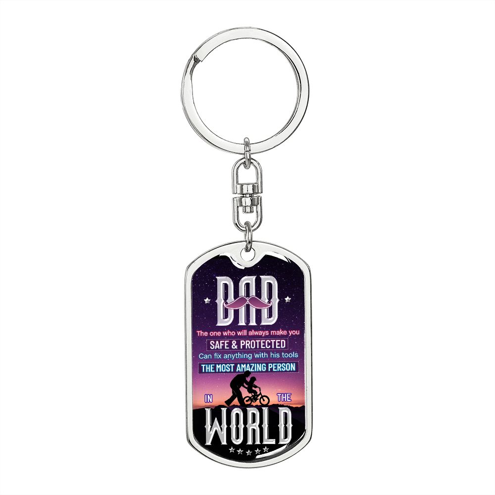 DAD- The One- Dog Tag Keychain