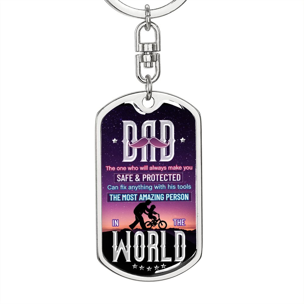 DAD- The One- Dog Tag Keychain