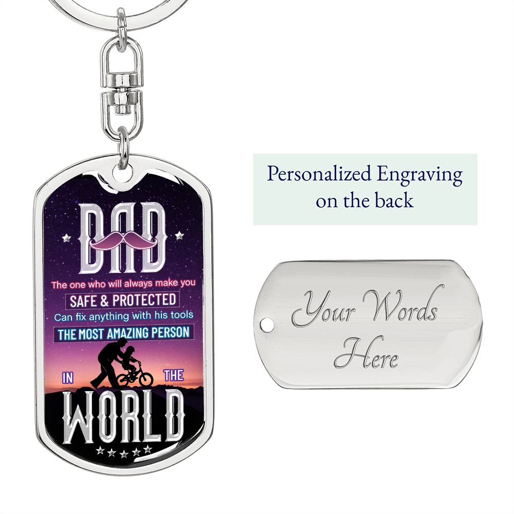 DAD- The One- Dog Tag Keychain