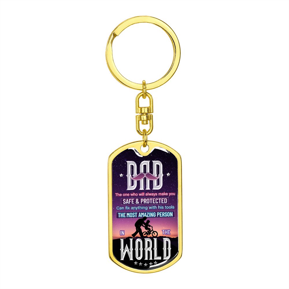 DAD- The One- Dog Tag Keychain