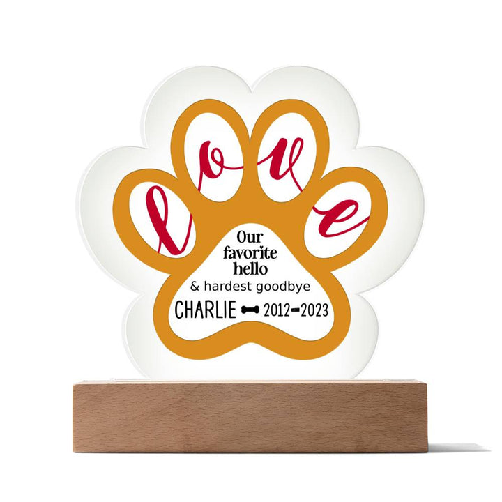 Paw Pet Memorial Plaque