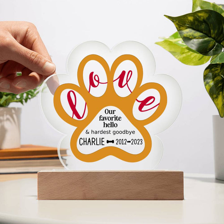 Paw Pet Memorial Plaque