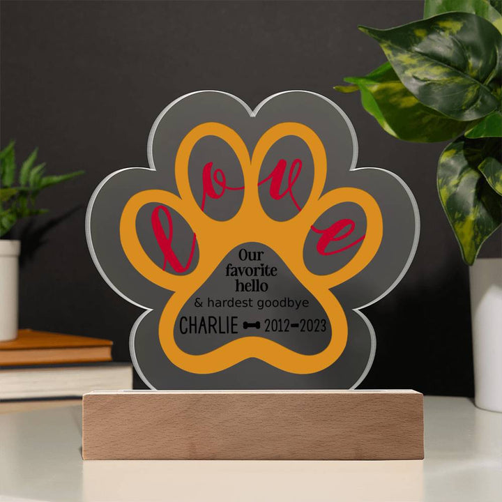 Paw Pet Memorial Plaque