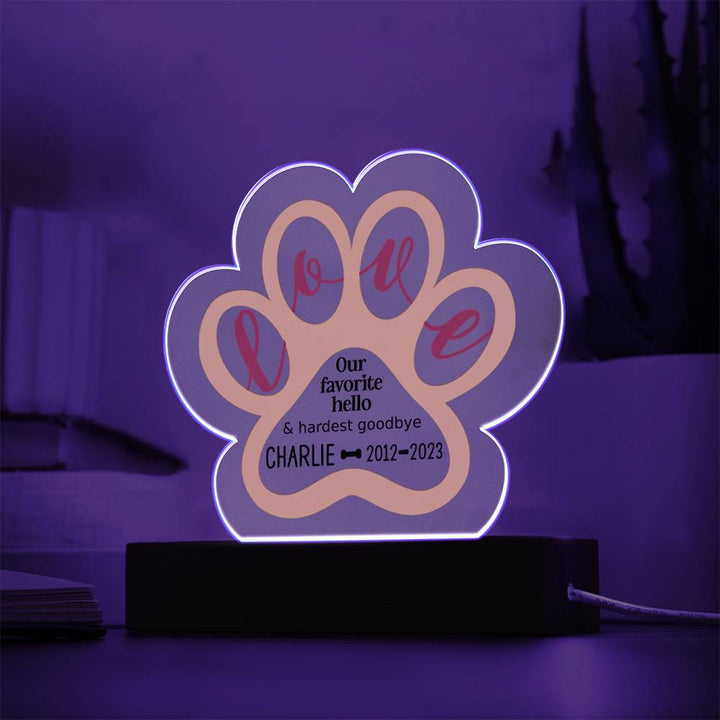 Paw Pet Memorial Plaque