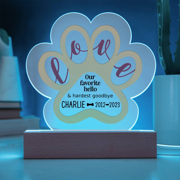 Paw Pet Memorial Plaque
