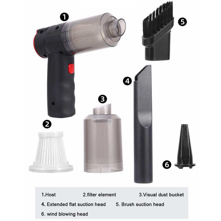 Dual Purpose  2 -In-1 Car Wireless Vacuum Cleaner. Vacuum And Blow