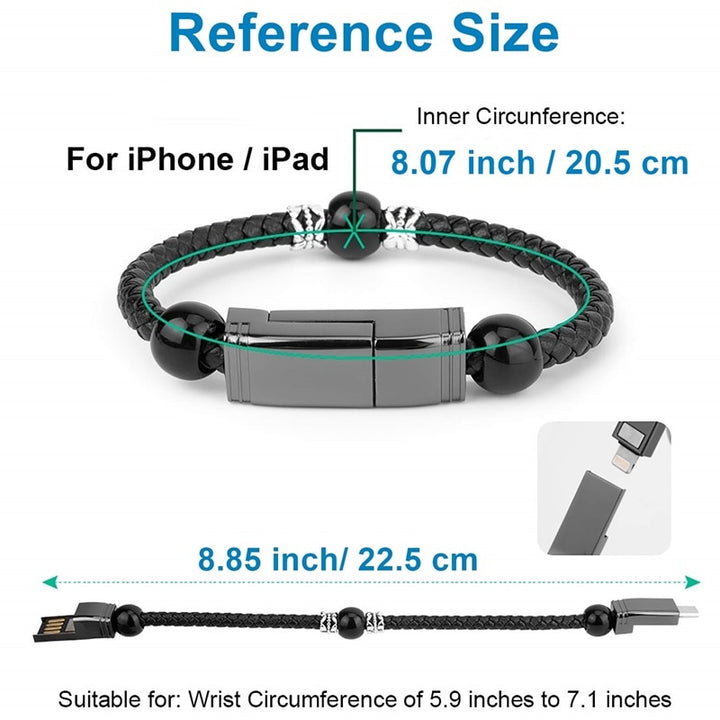 Leather Portable USB Bracelet Phone Charger