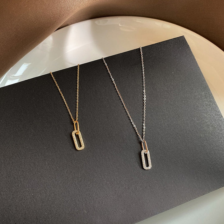 Silver Pave Pendant Necklace