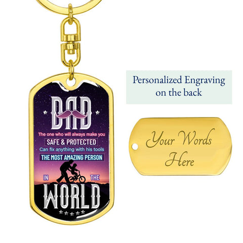 DAD- The One- Dog Tag Keychain