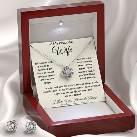 Love Knot Earring & Necklace Set- Wife