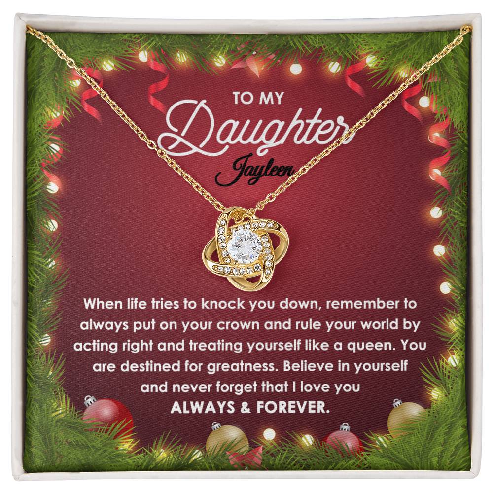 To My Daughter-Rule The World-Love Knot Necklace