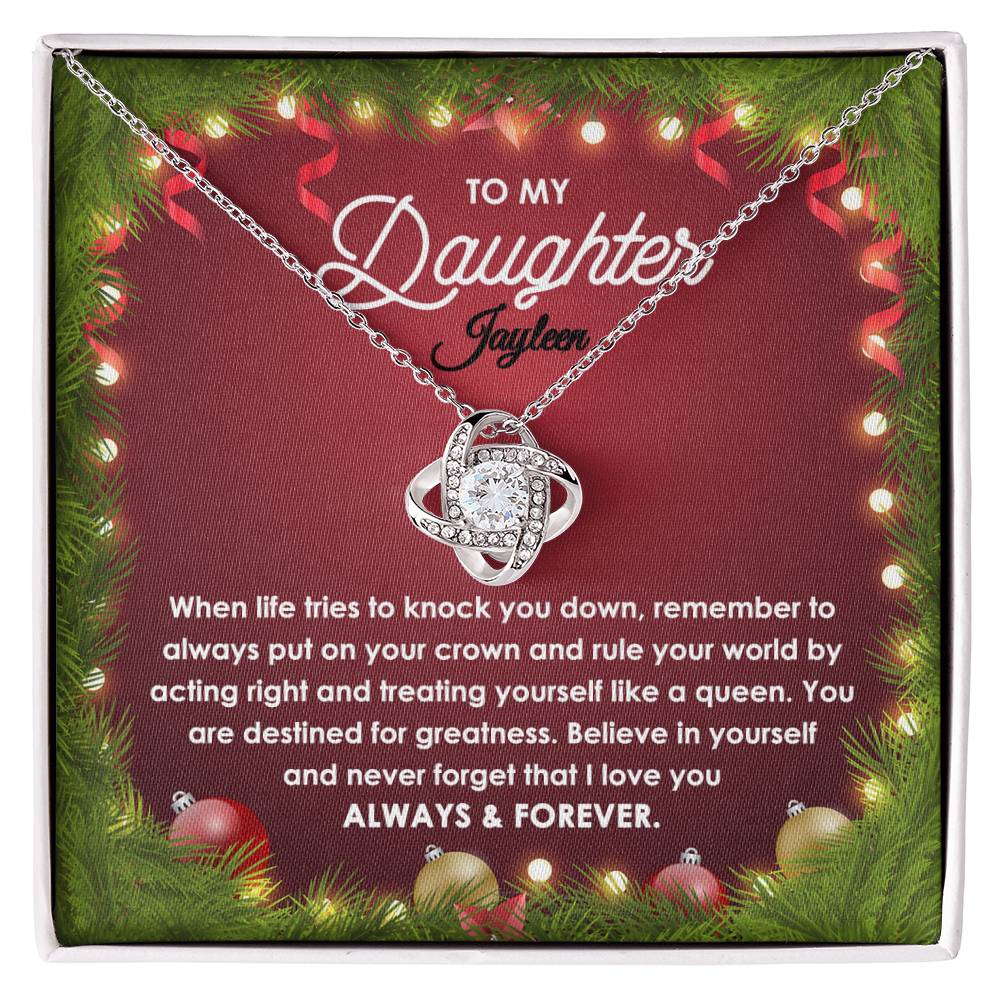 To My Daughter-Rule The World-Love Knot Necklace