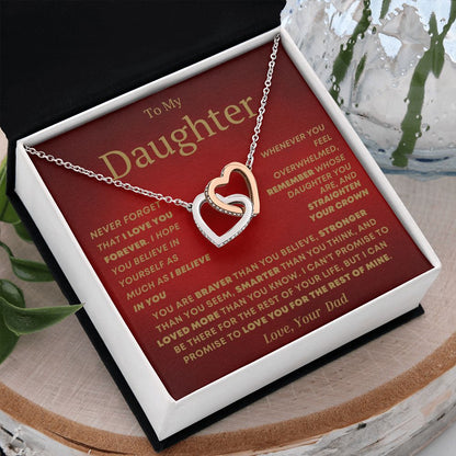 Interlocking Hearts Daughter Love Forever Red Dad