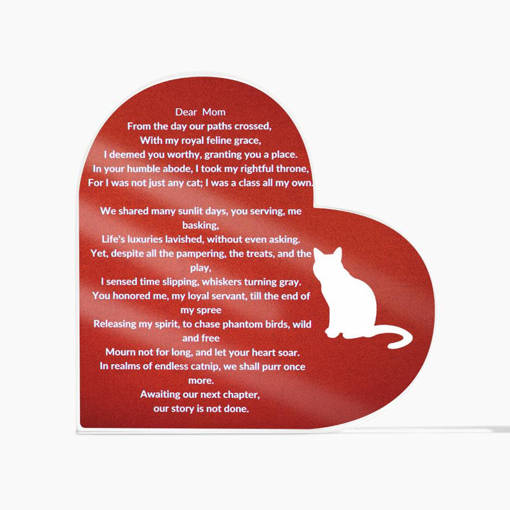Dear Mom Acrylic Memorial Cat Plaque