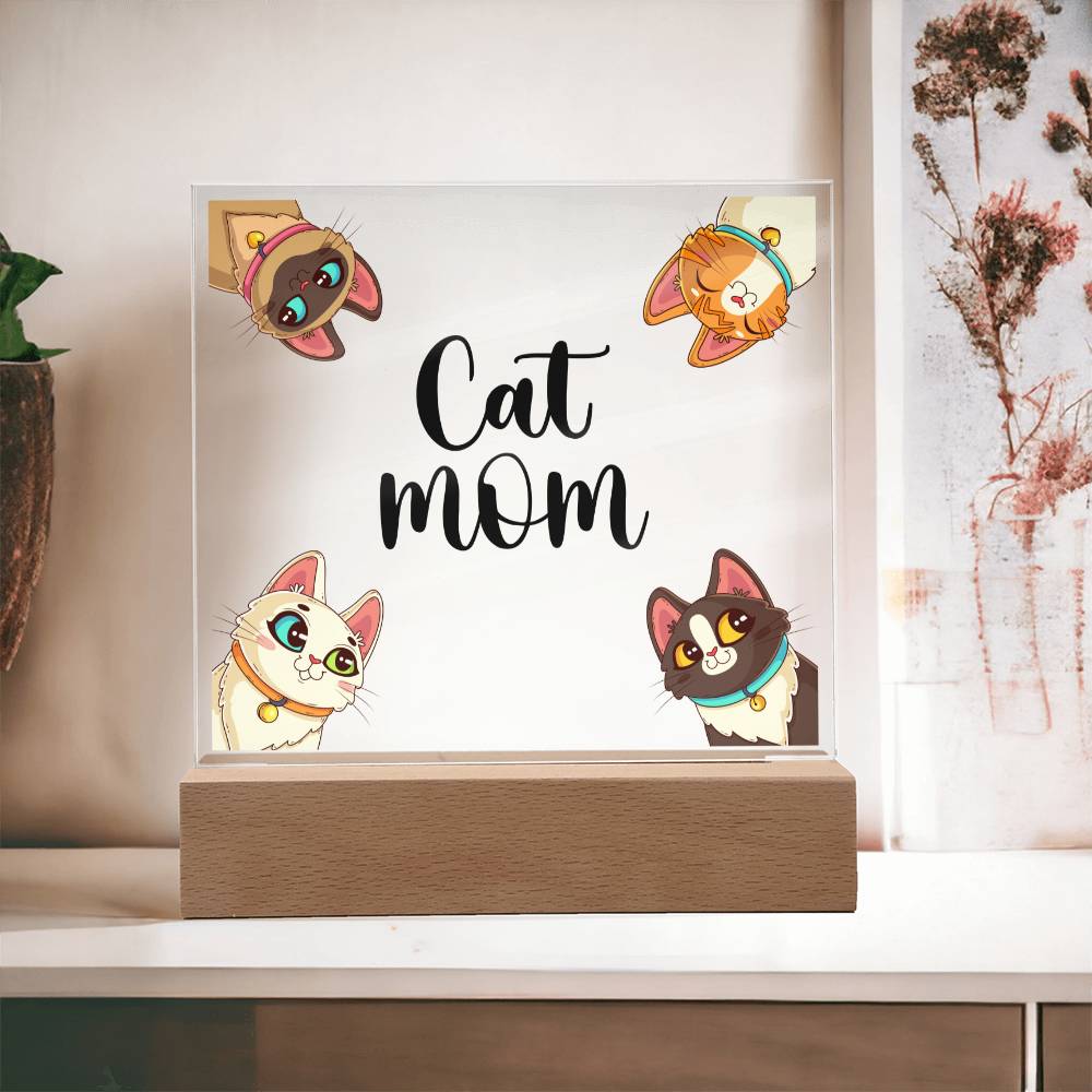 Square Acrylic Plaque - Cat Mom