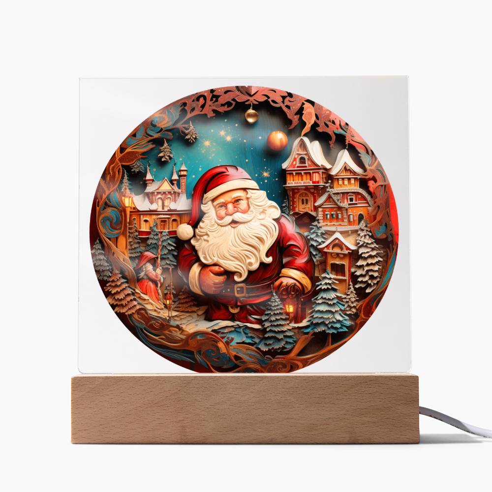 Santa In Town-Acrylic Circle Plaque Christmas