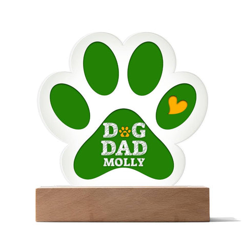 Paw Print Acrylic Plaque - Dog Dad