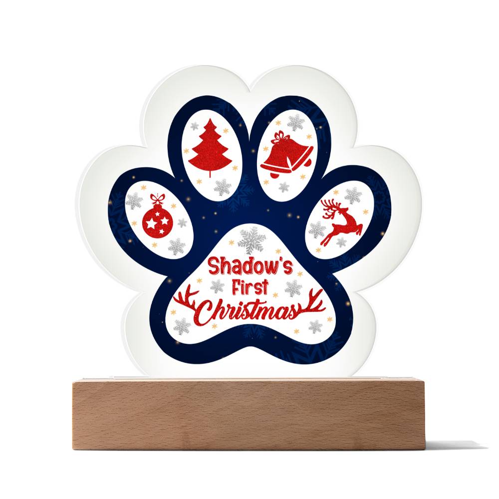Paw Print Acrylic Plaque - First Christmas