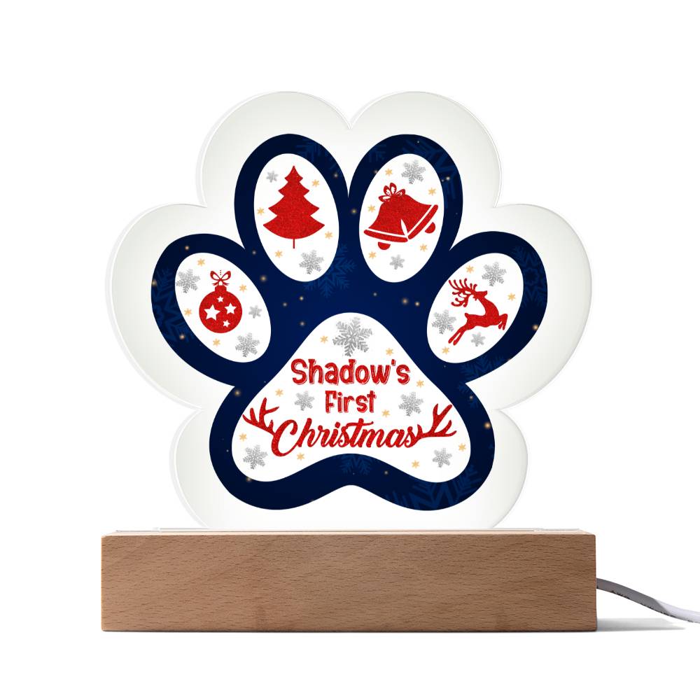 Paw Print Acrylic Plaque - First Christmas