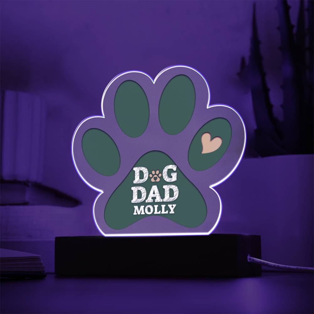 Paw Print Acrylic Plaque - Dog Dad