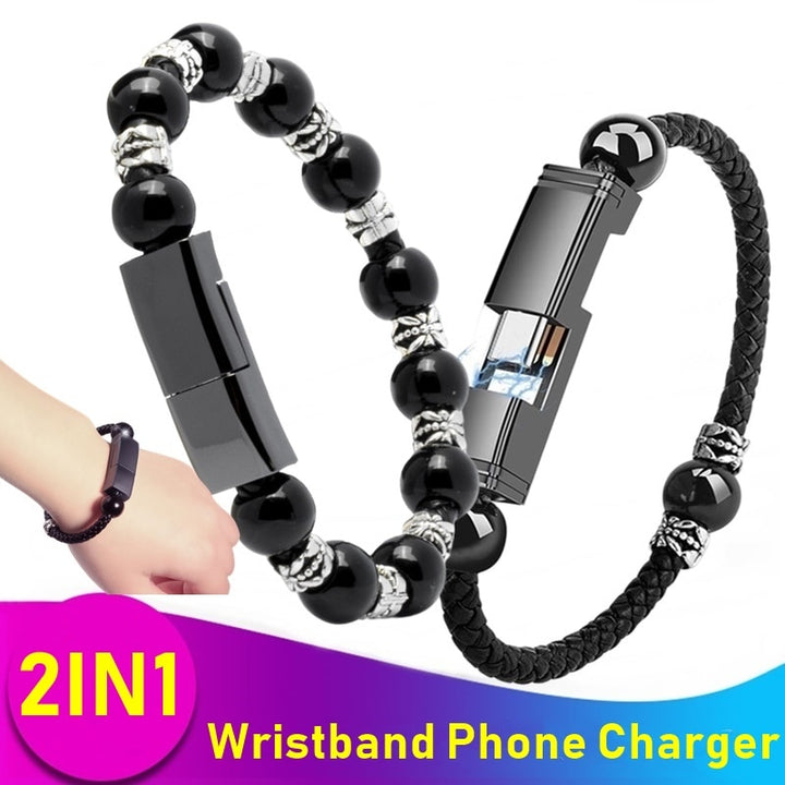 Leather Portable USB Bracelet Phone Charger