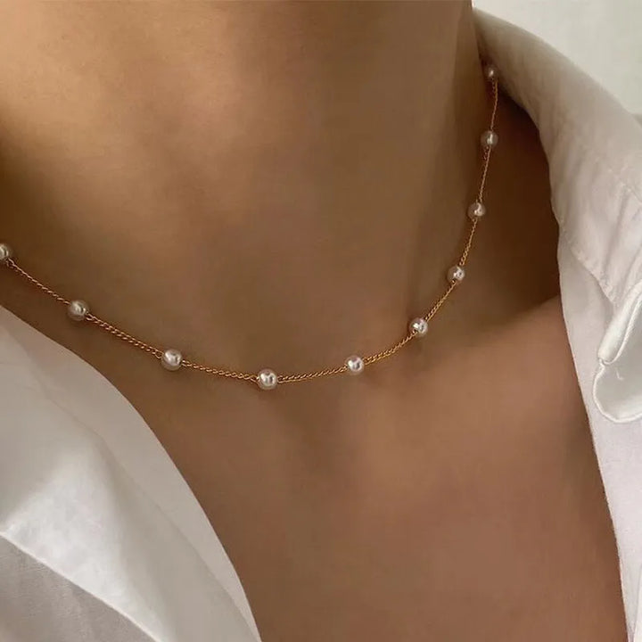 Golden Elegance Pearl Choker