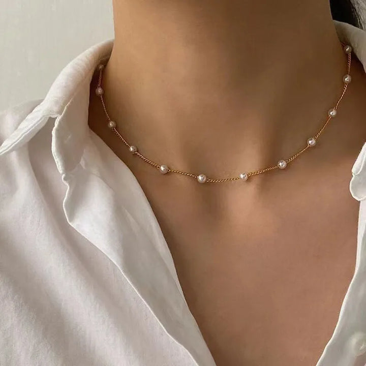 Golden Elegance Pearl Choker