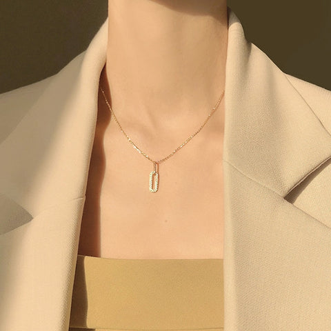 Silver Pave Pendant Necklace